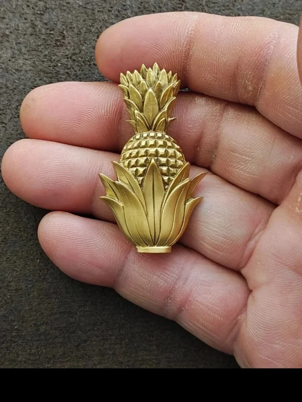 1980s Vintage Signed EI Gold Tone Pineapple Brooch